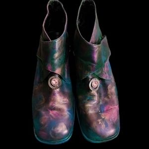 Custom Painted Leather Block Booties